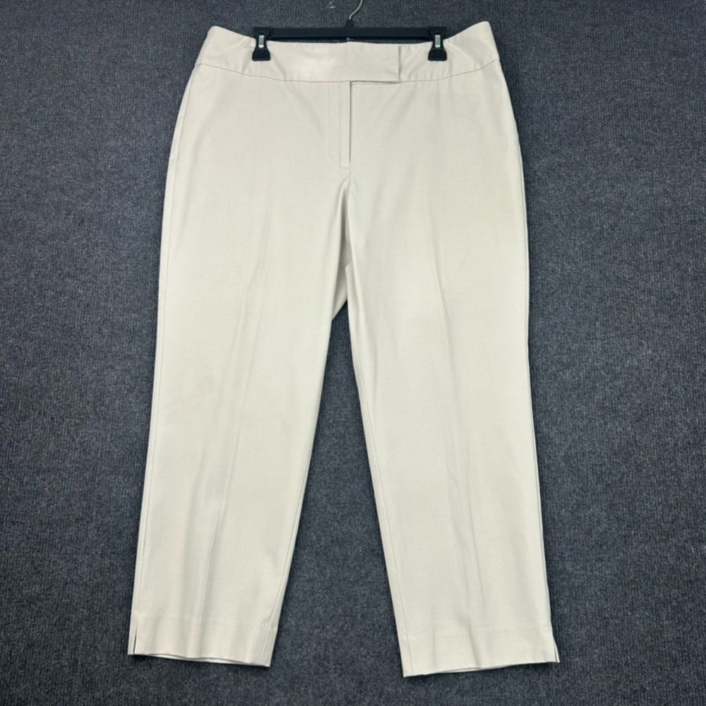 Talbots Women's Crop Pants Heritage Chino Beige Flat Front Casual Soft Size 14
